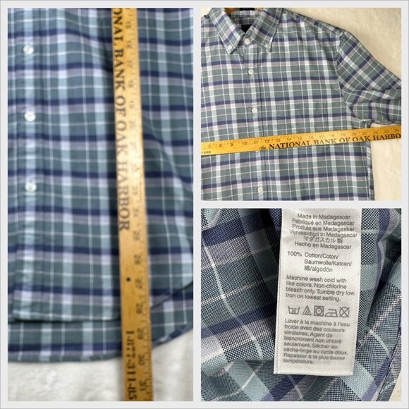 J.Crew Flex Oxford Plaid Shirt M Classic Fit Blue Button Down Casual Flannel NEW - Picture 7 of 8